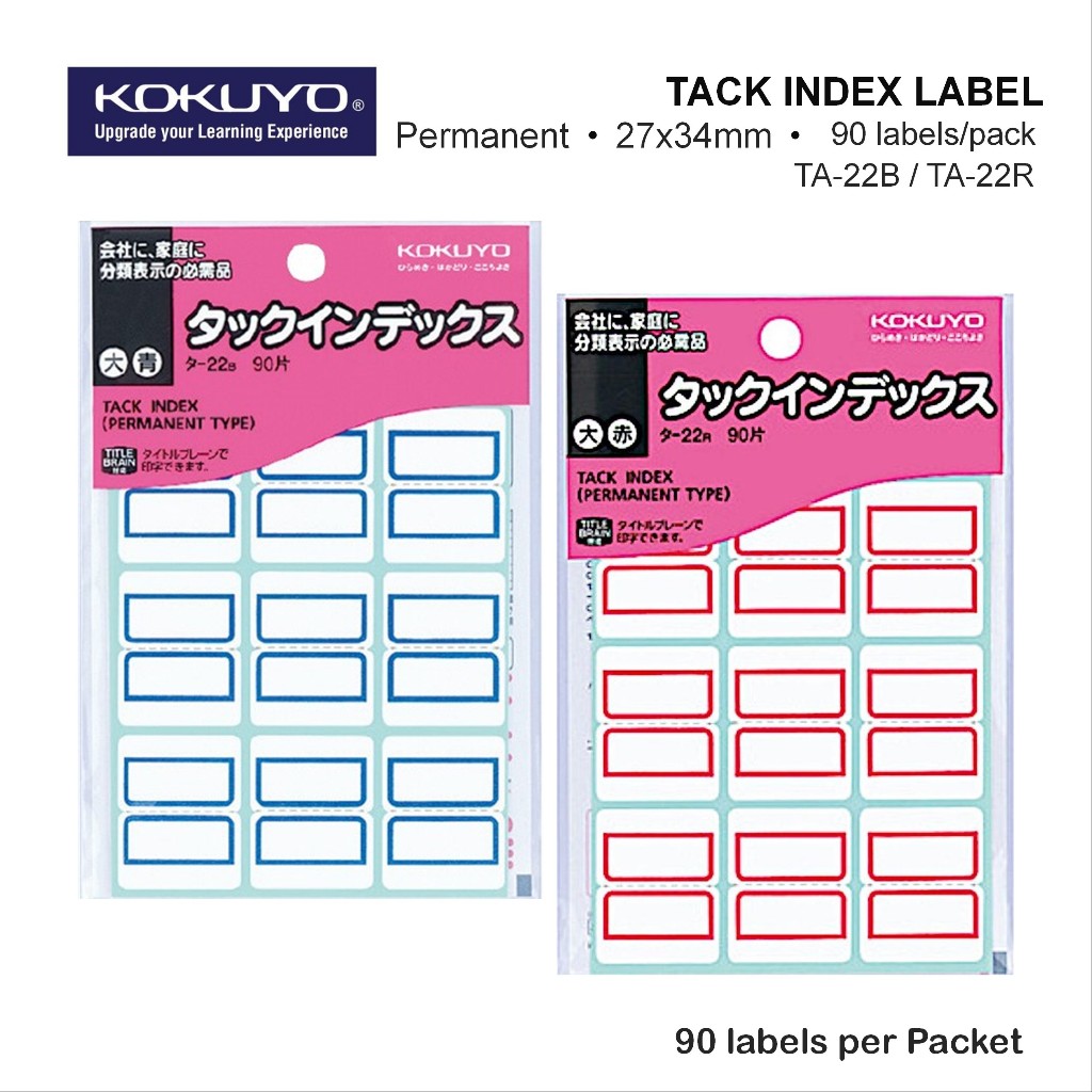 Kokuyo Index Label Adhesive Label Size 27x34mm Red